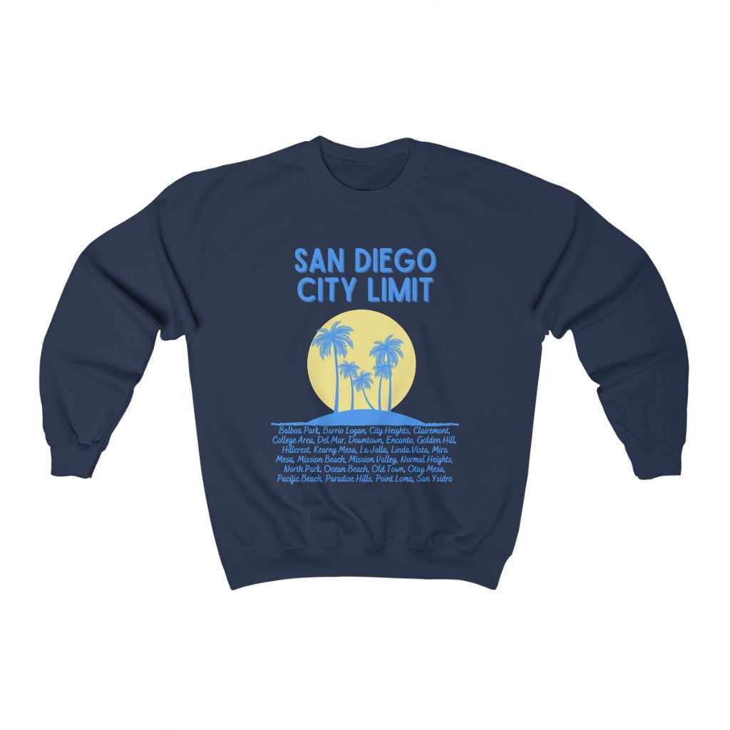 San Diego City Limit Sweatshirt | SD Areas on back (Baby Blue)
