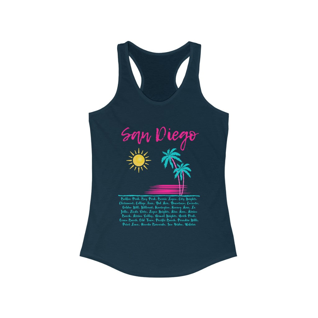 San Diego Neighborhoods Women's Tank-Top (Pink & Teal)