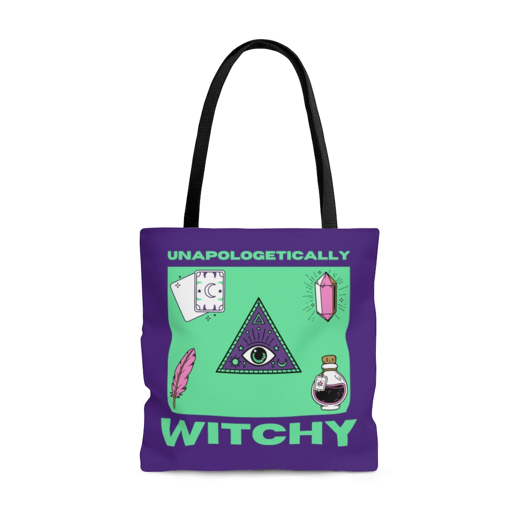 Unapologetically Witchy Purple and Green Tote Bag