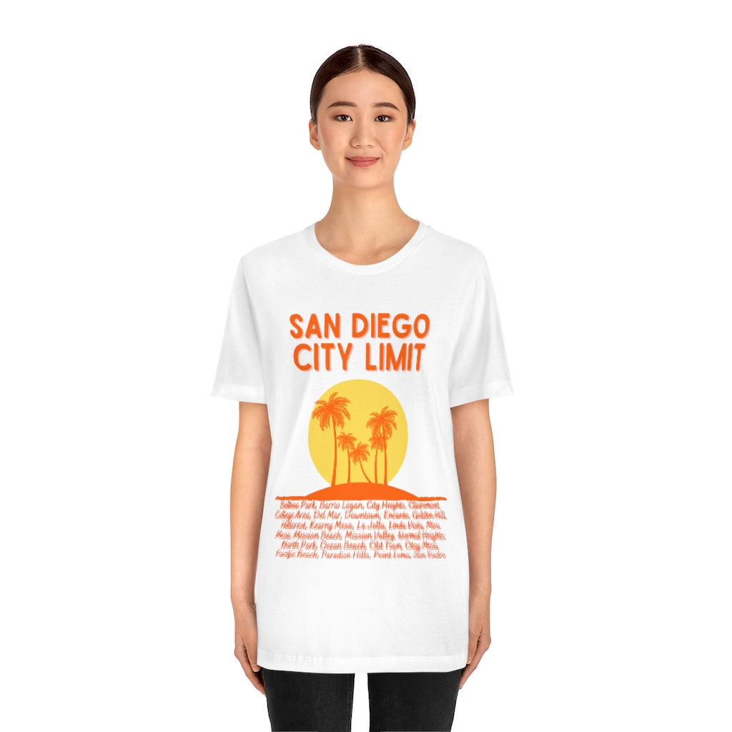 San Diego City Limit T-shirt | SD Tee Areas on Back (Orange)