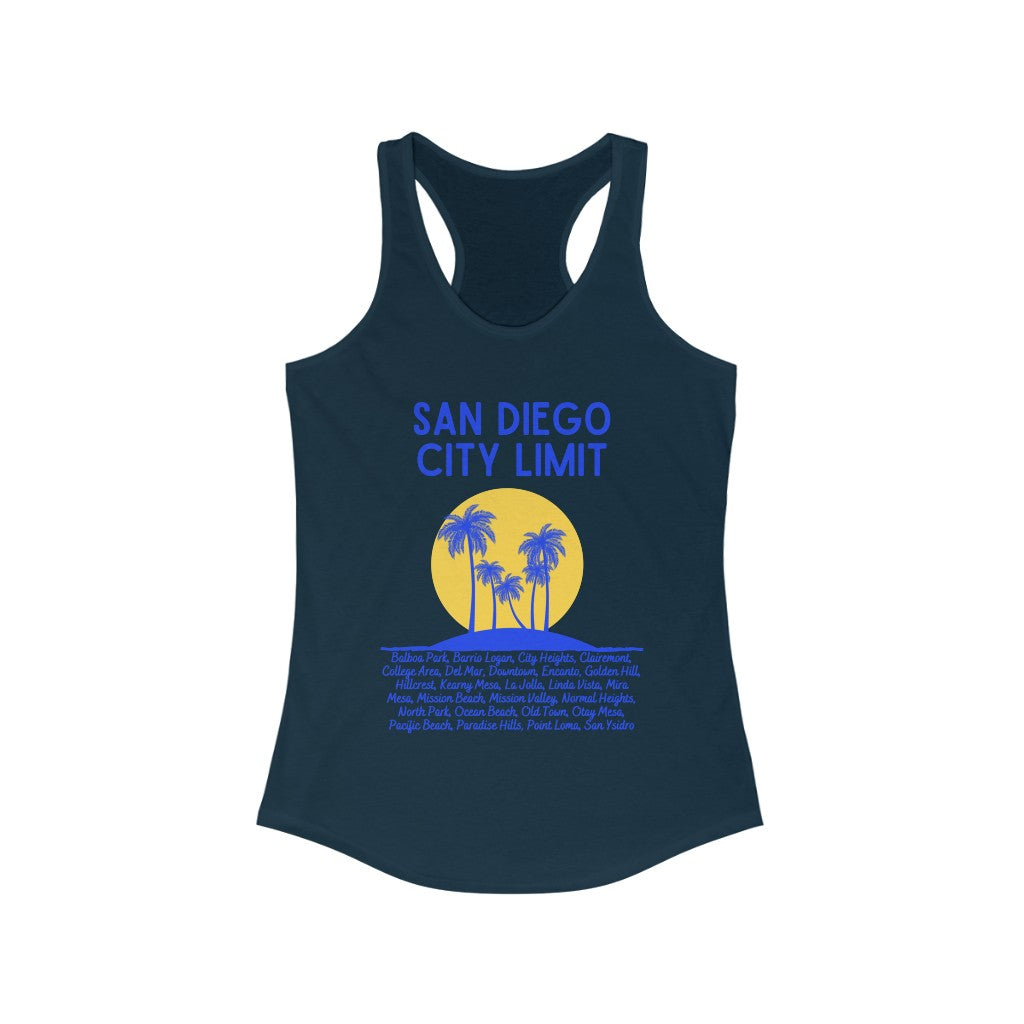 San Diego City Limit Women's Racer-Back Tank-Top (Royal Blue)