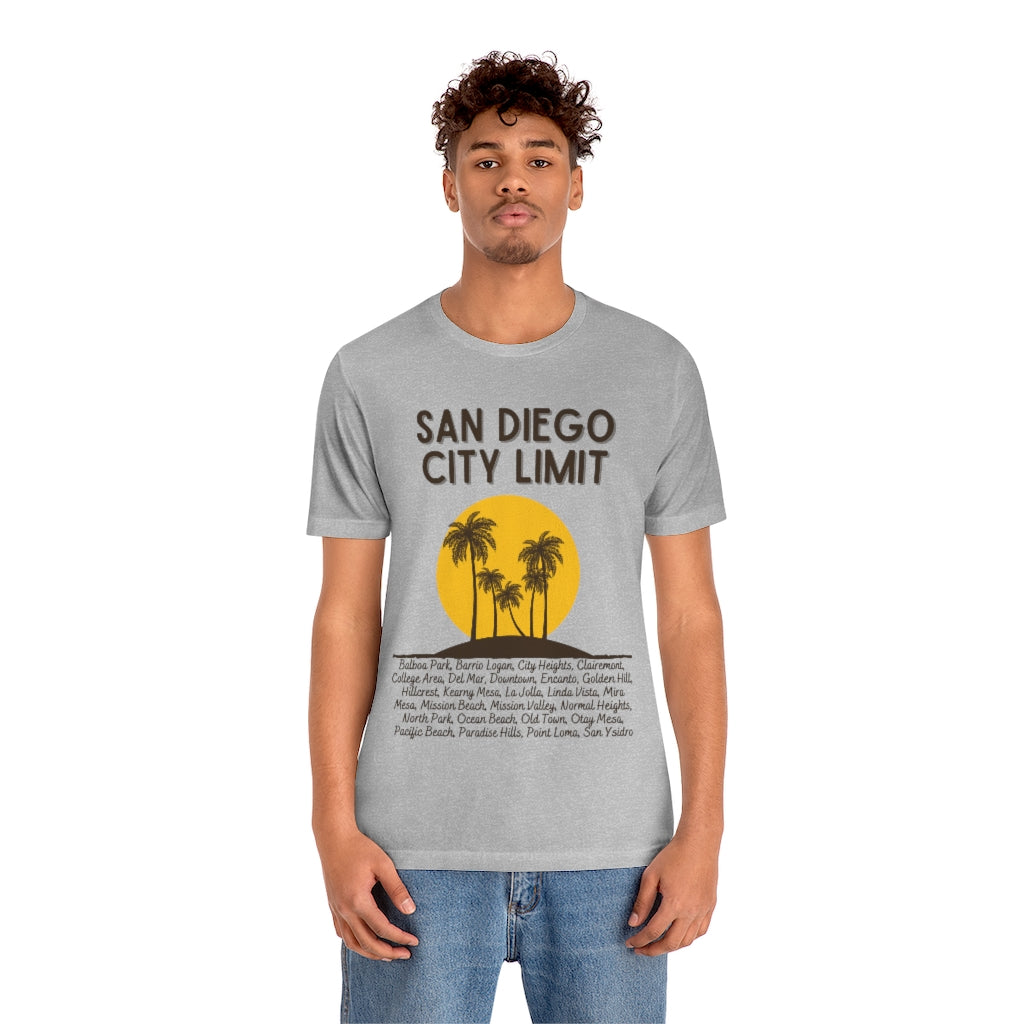 San Diego City Limit Tee | SD Areas on back (Brown)