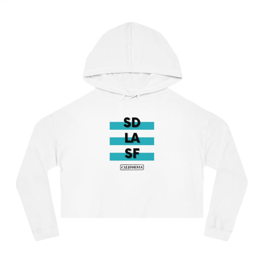 SD LA SF California Cropped Women's Hoodie (Teal)