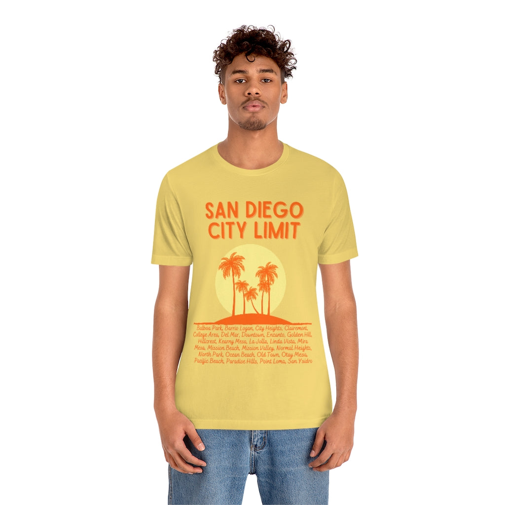 San Diego City Limit T-shirt | SD Tee Areas on Back (Orange)