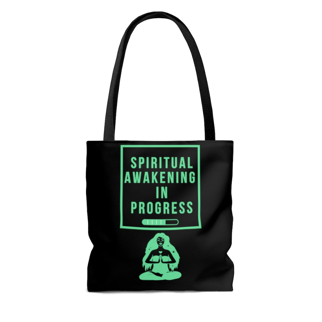 Spiritual Awakening Green and Black Tote Bag