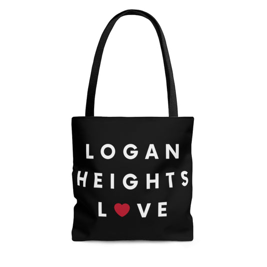 Logan Heights Love Black Tote Bag, San Diego Neighborhood Beach Bag