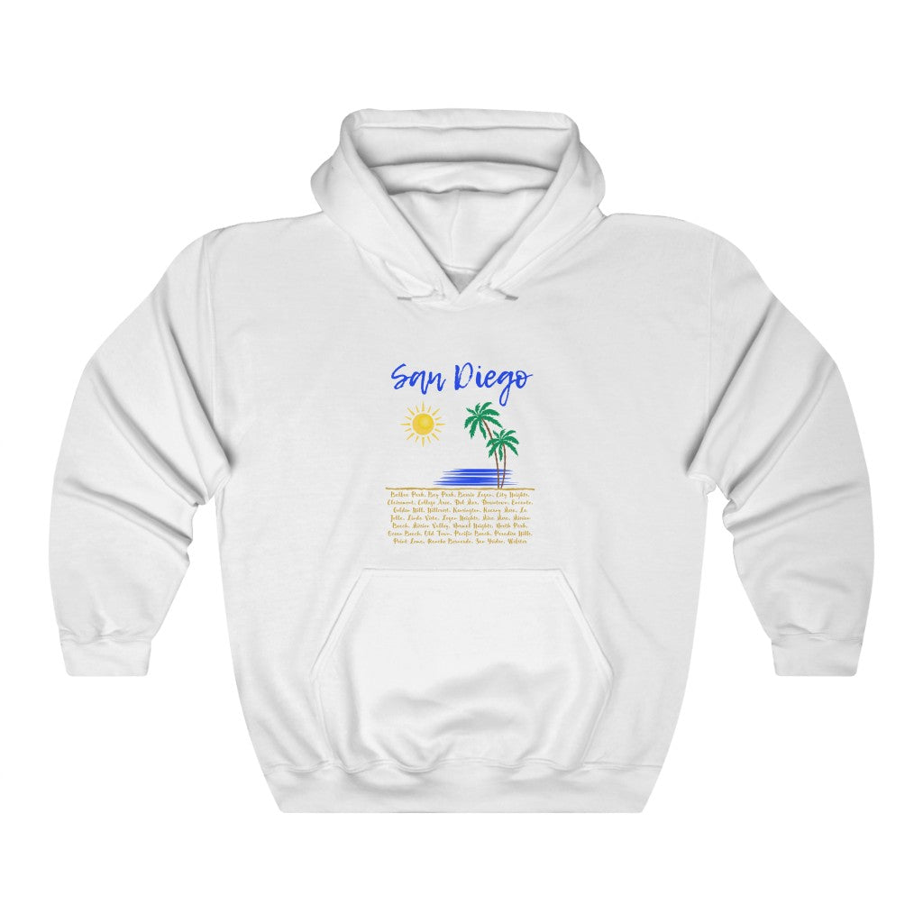 San Diego Neighborhoods Hoodie | SD Areas on back (Royal Blue)