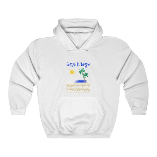 San Diego Neighborhoods Hoodie | SD Areas on back (Royal Blue)