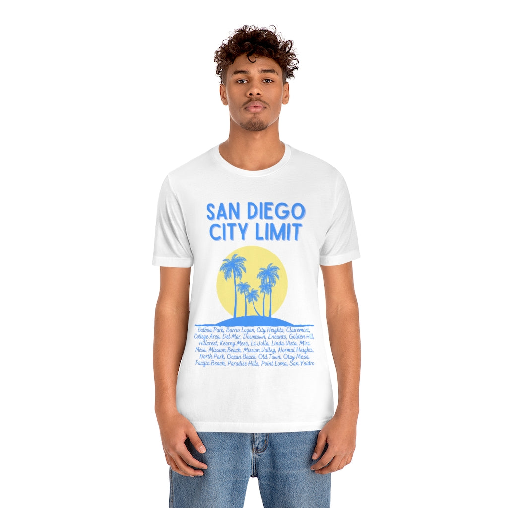 San Diego City Limit Tee | SD Areas on back (Baby Blue)