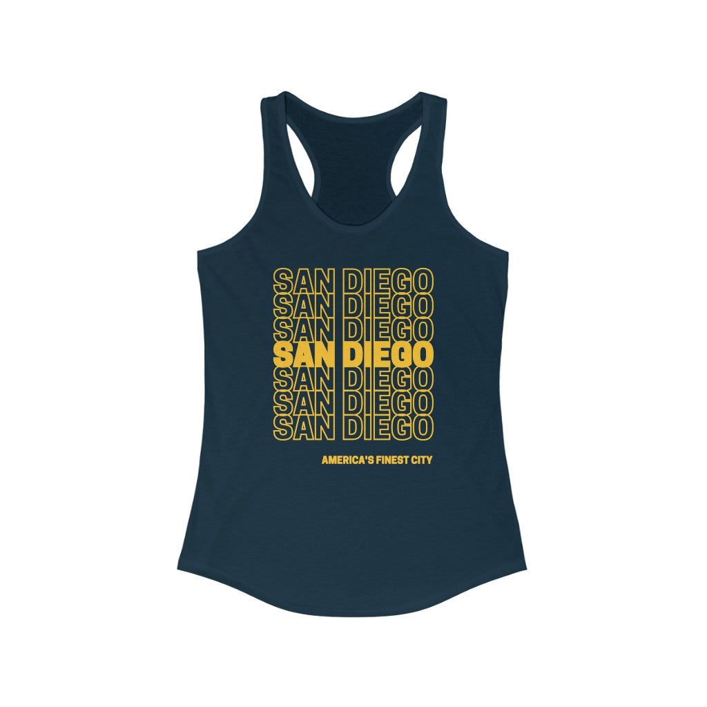 San Diego "Thank You" Women's Racerback Tank Top  (Yellow)