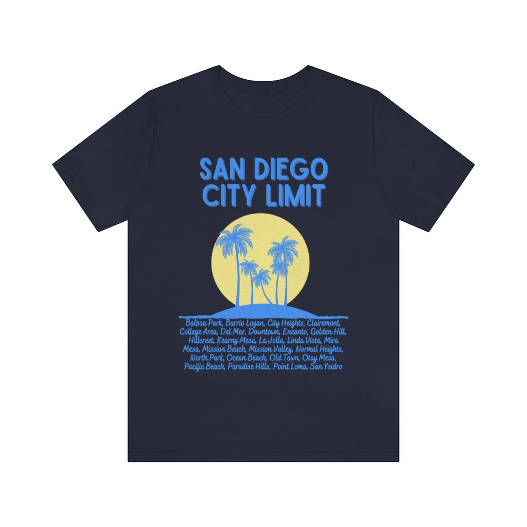 San Diego City Limit Tee | SD Areas on back (Baby Blue)
