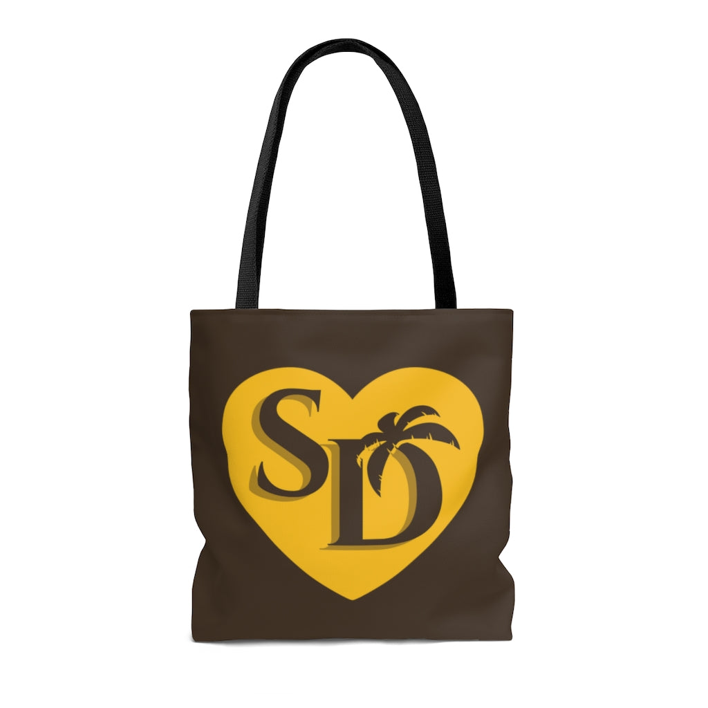 I Heart SD Brown and Gold Tote Bag
