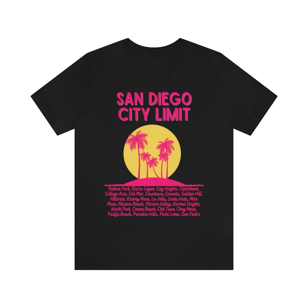 San Diego City Limit Tee | SD Areas on back (Pink)