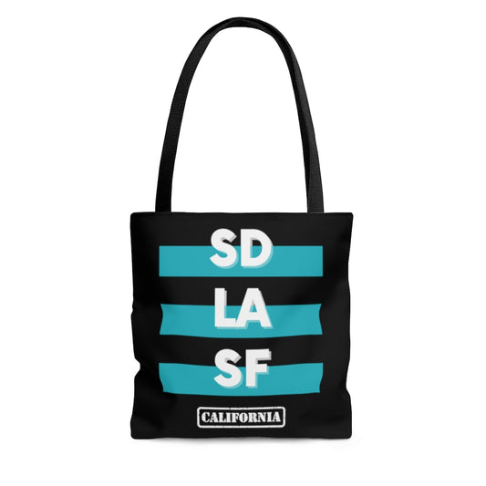 SD LA SF California Teal and Black Tote Bag