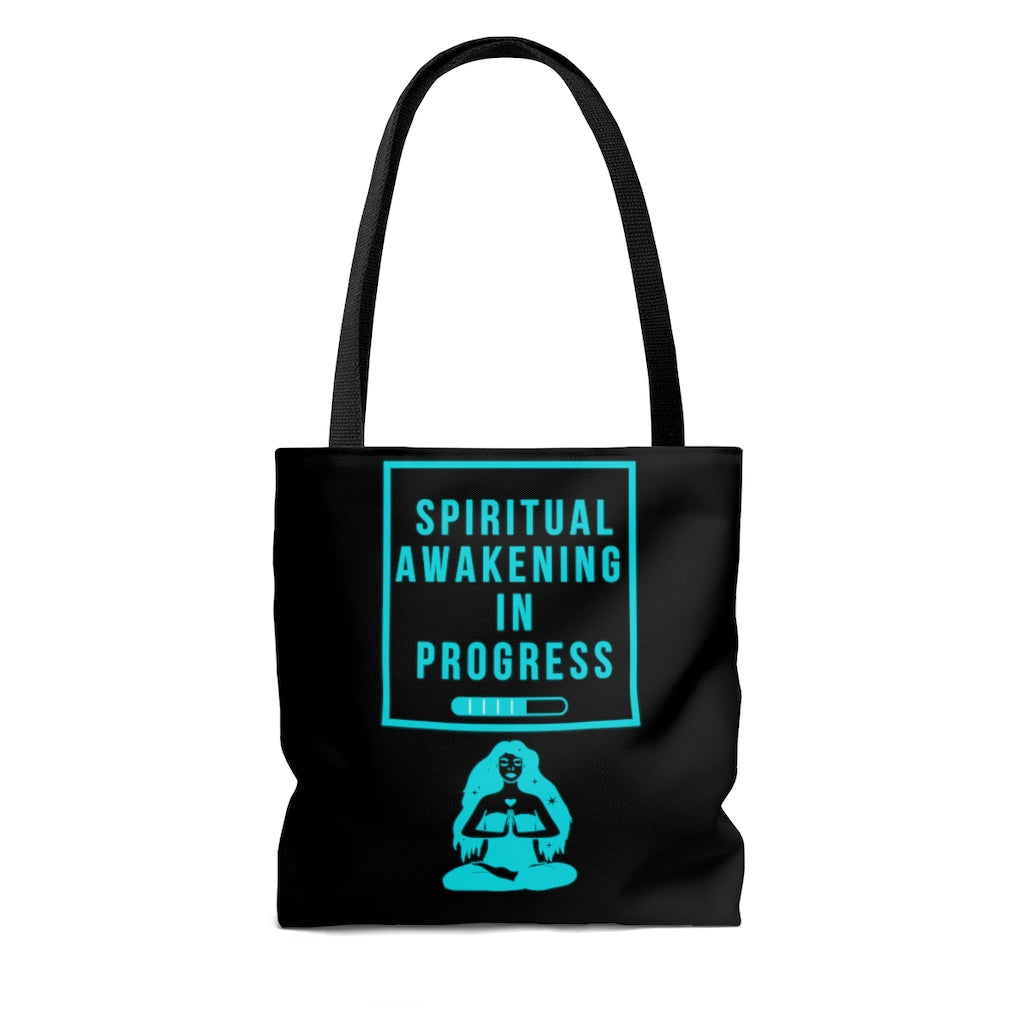 Spiritual Awakening Teal and Black Tote Bag