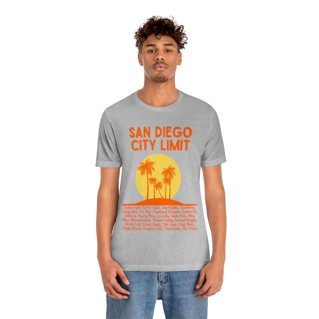 San Diego City Limit T-shirt | SD Tee Areas on Back (Orange)