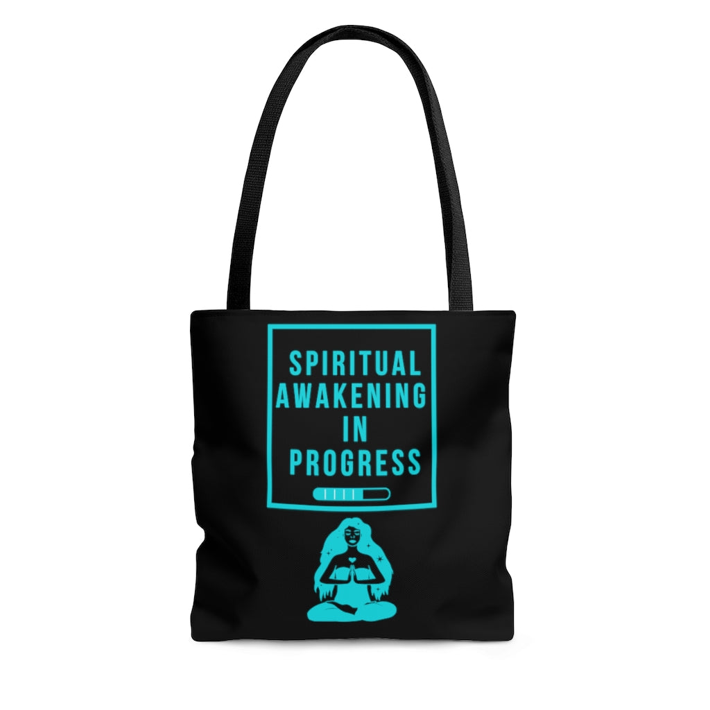 Spiritual Awakening Teal and Black Tote Bag