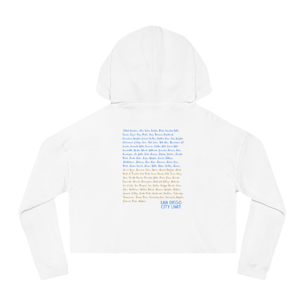 San Diego Neighborhoods Women's Cropped Hoodie (Baby Blue)