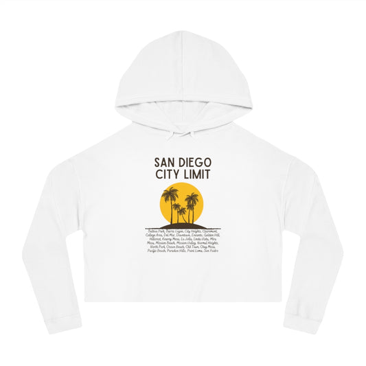 San Diego City Limit Cropped Hoodie | SD Areas on back (Brown)