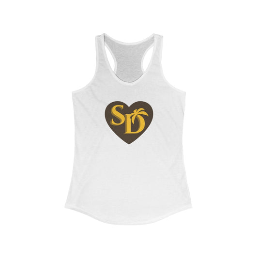 I Heart SD Brown and Gold Women's Racerback Tee