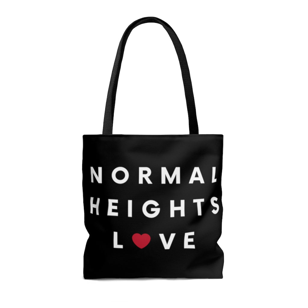 Normal Heights Love Black Tote Bag, San Diego Neighborhood Beach Bag