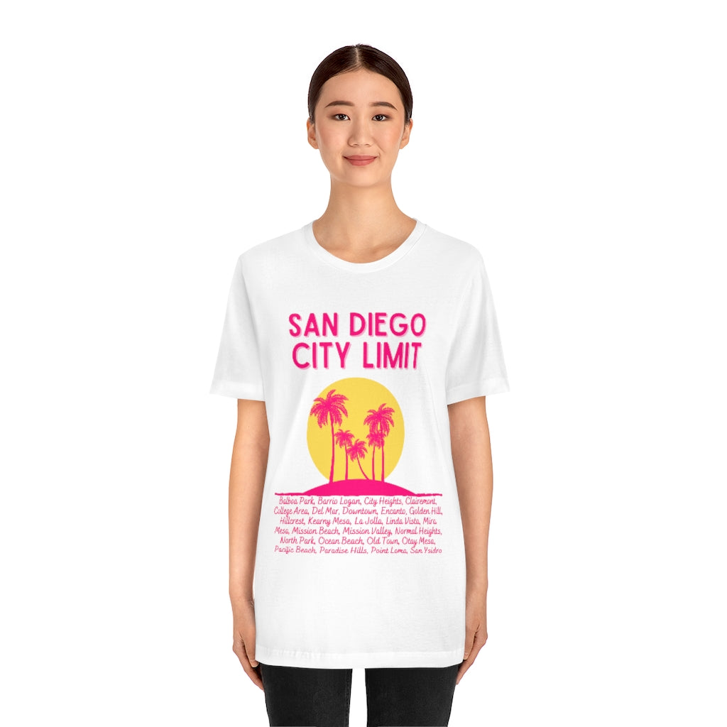 San Diego City Limit Tee | SD Areas on back (Pink)