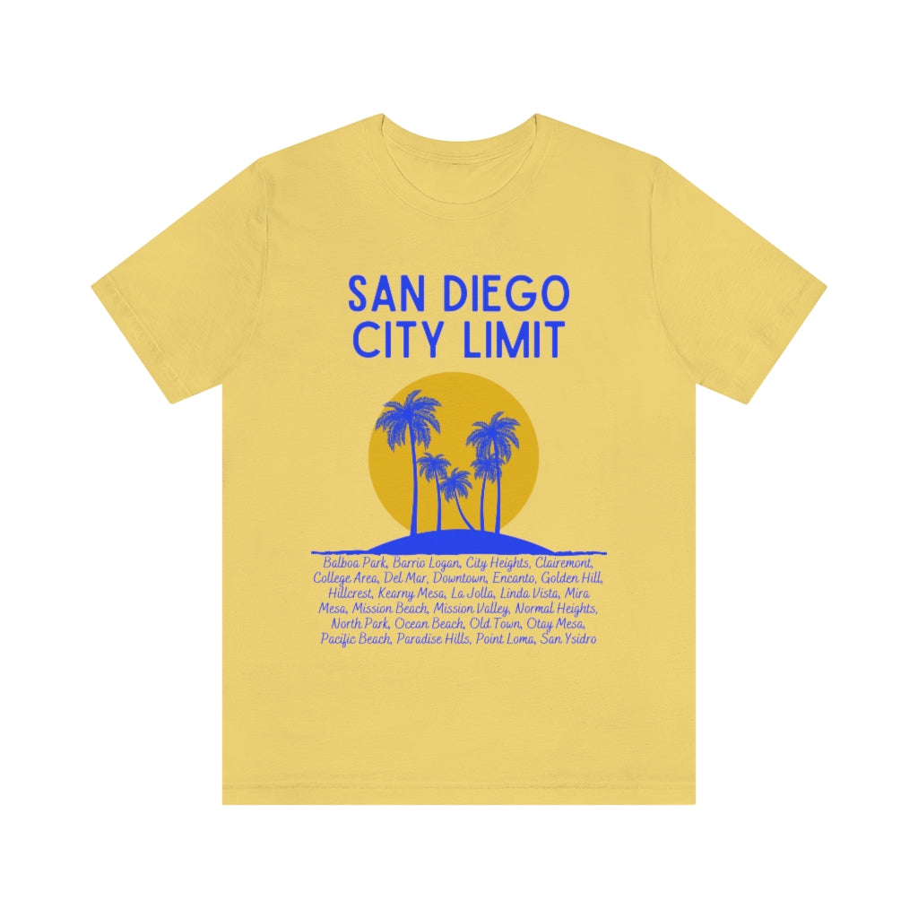San Diego City Limit Tee | SD Areas on back (Royal Blue)