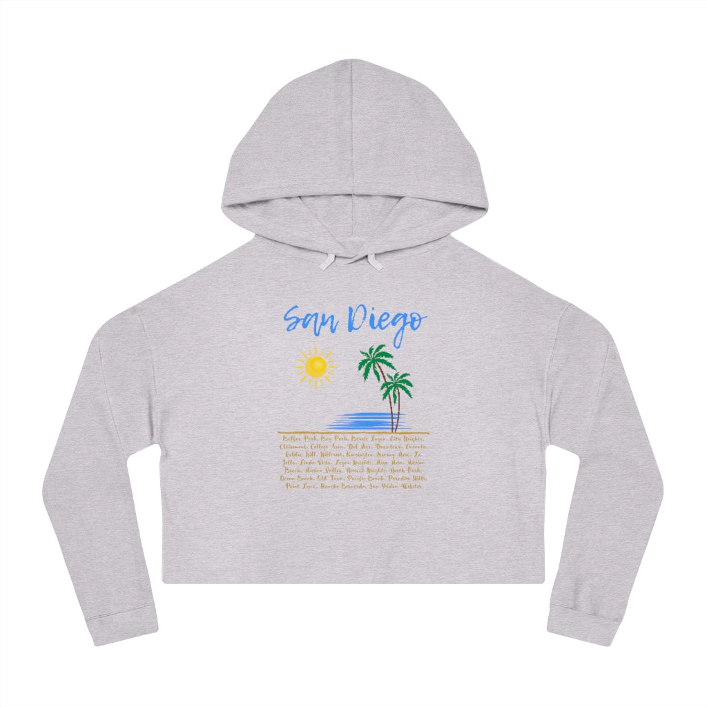 San Diego Neighborhoods Women's Cropped Hoodie (Baby Blue)