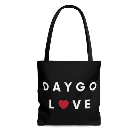 Daygo Love Black Tote Bag, San Diego Neighborhood Beach Bag