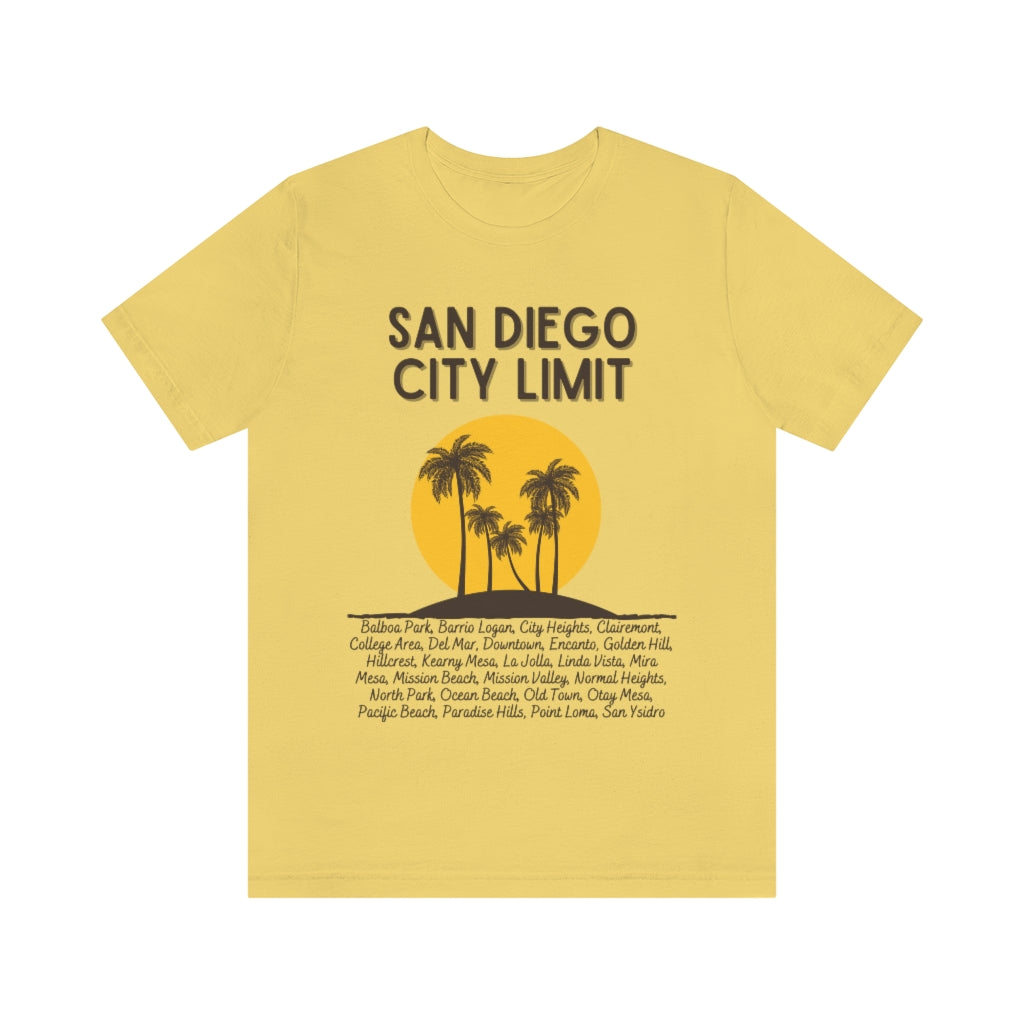 San Diego City Limit Tee | SD Areas on back (Brown)