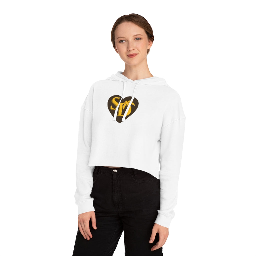 I Heart SD Brown & Gold Women's Cropped Hoodie