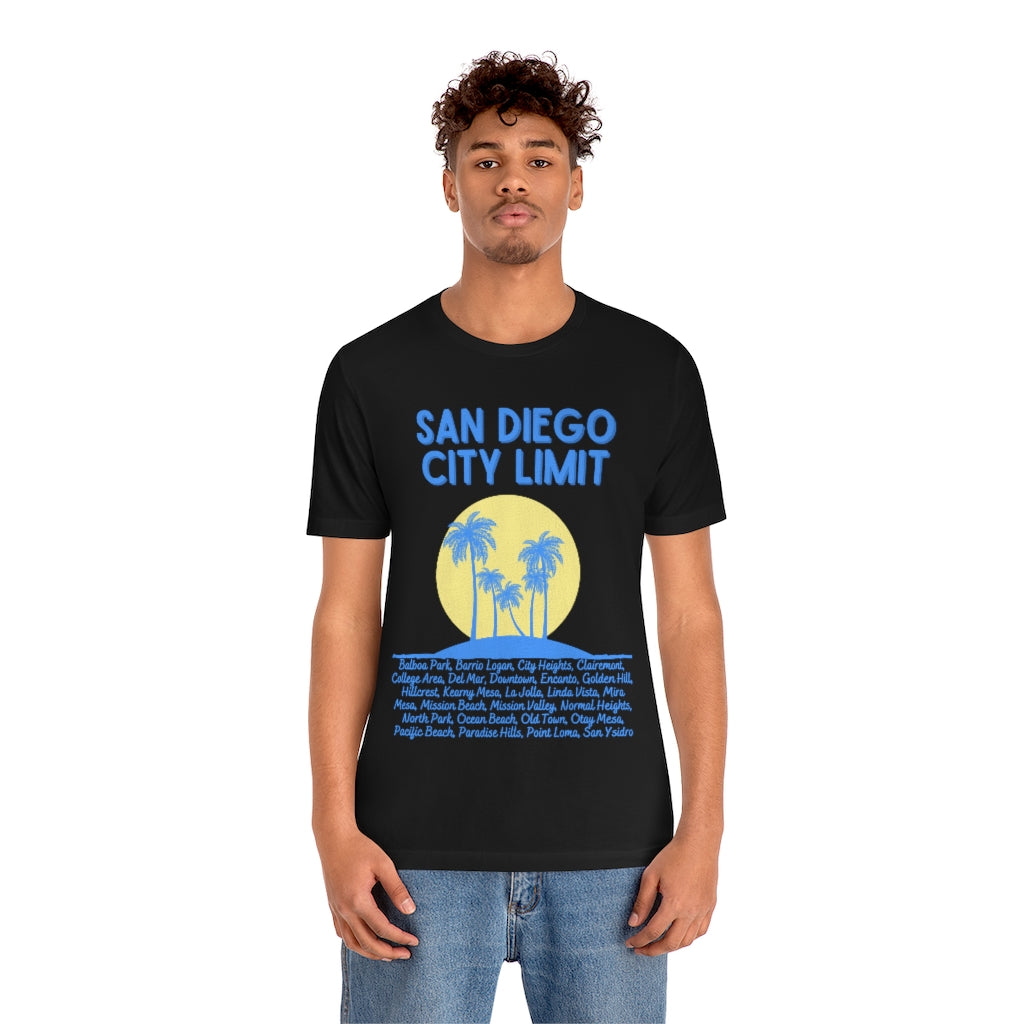 San Diego City Limit Tee | SD Areas on back (Baby Blue)