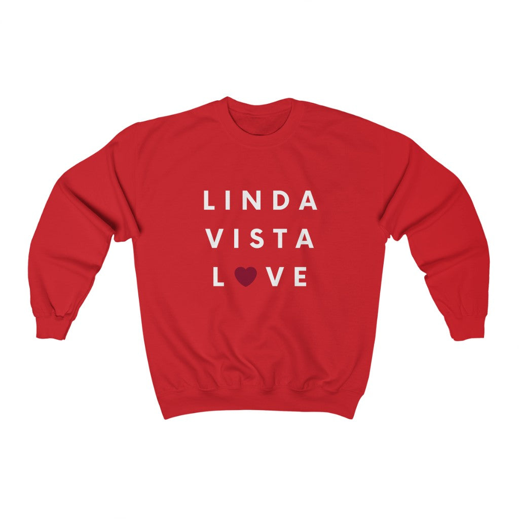 Linda Vista Love Crewneck Sweatshirt (Red Heart) (Unisex)