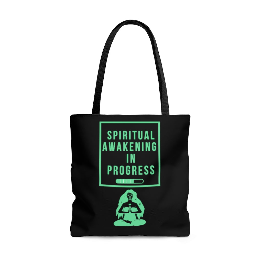 Spiritual Awakening Green and Black Tote Bag