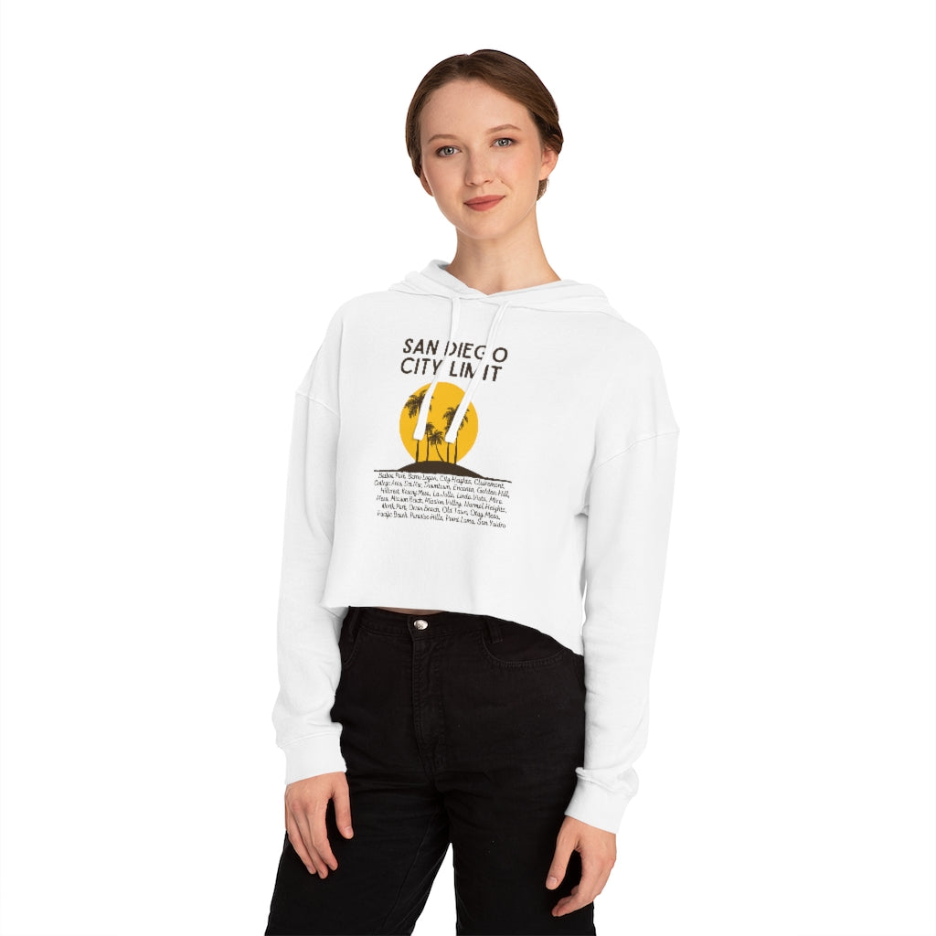 San Diego City Limit Cropped Hoodie | SD Areas on back (Brown)