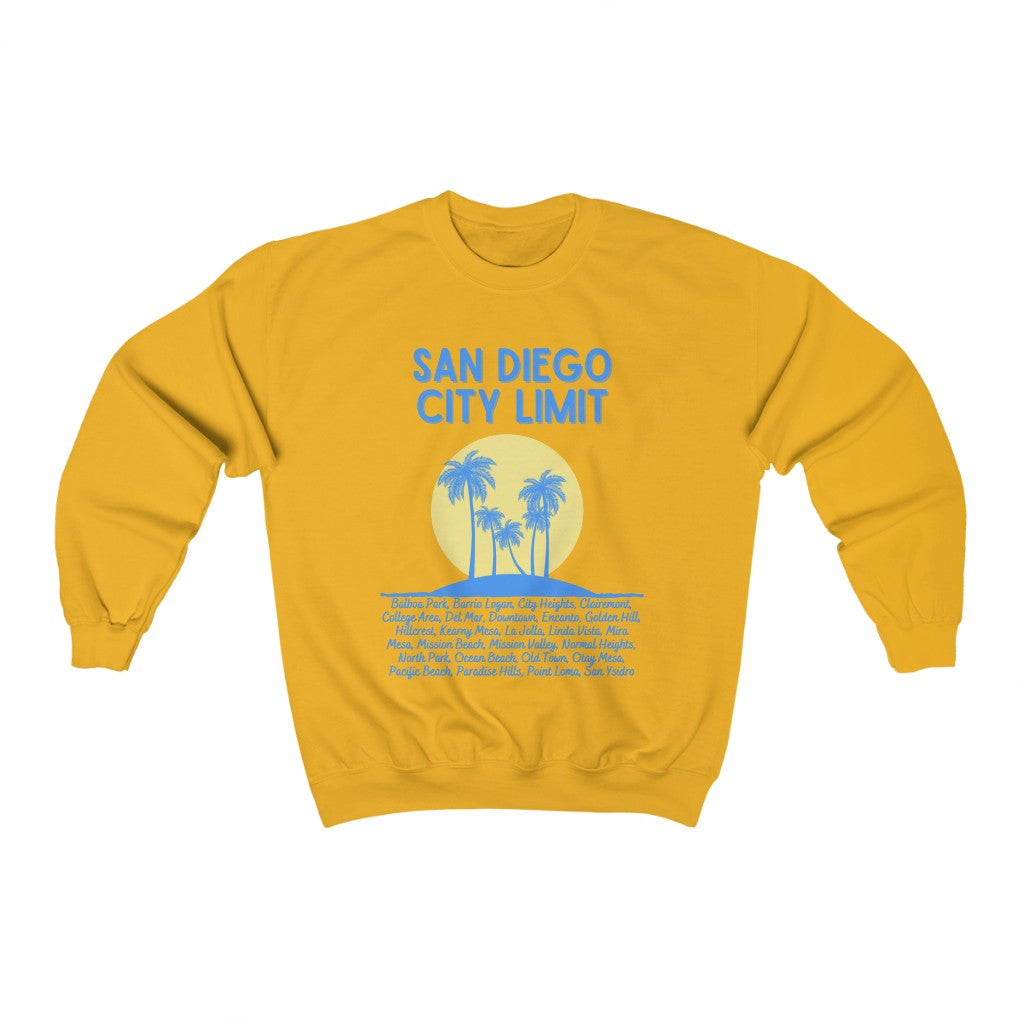 San Diego City Limit Sweatshirt | SD Areas on back (Baby Blue)