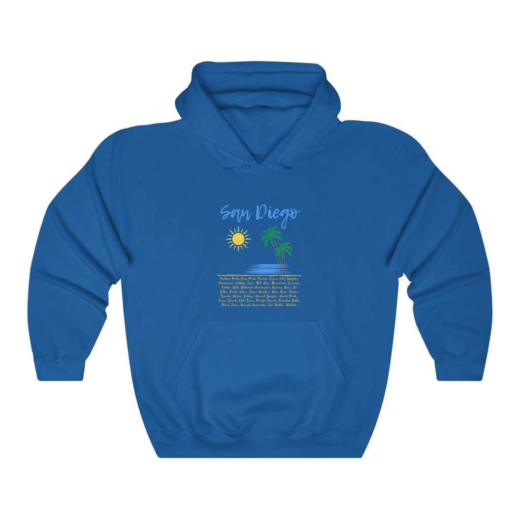 San Diego Neighborhoods Hoodie | SD Areas on back (Baby Blue)