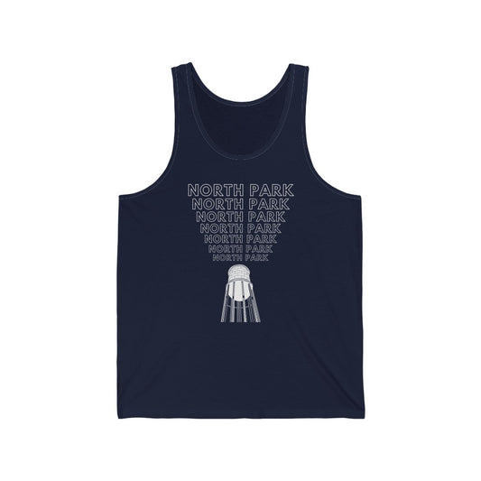 "Yell North Park" Tank-Top, NP Water Tower Sleeveless Shirt (Unisex)