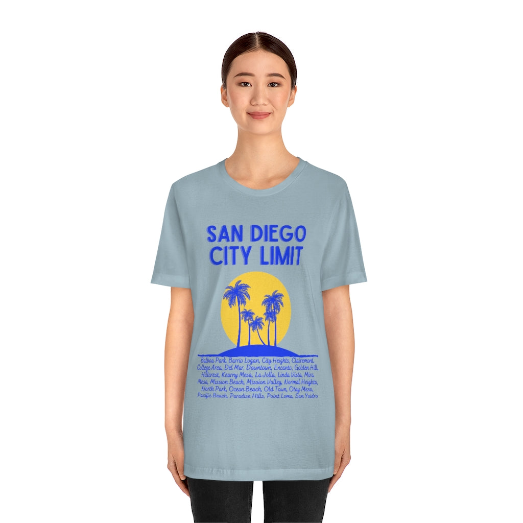 San Diego City Limit Tee | SD Areas on back (Royal Blue)