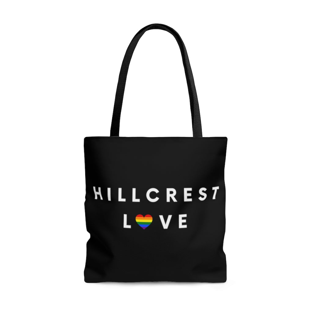 Hillcrest Love Black Tote Bag, San Diego Neighborhood Beach Bag