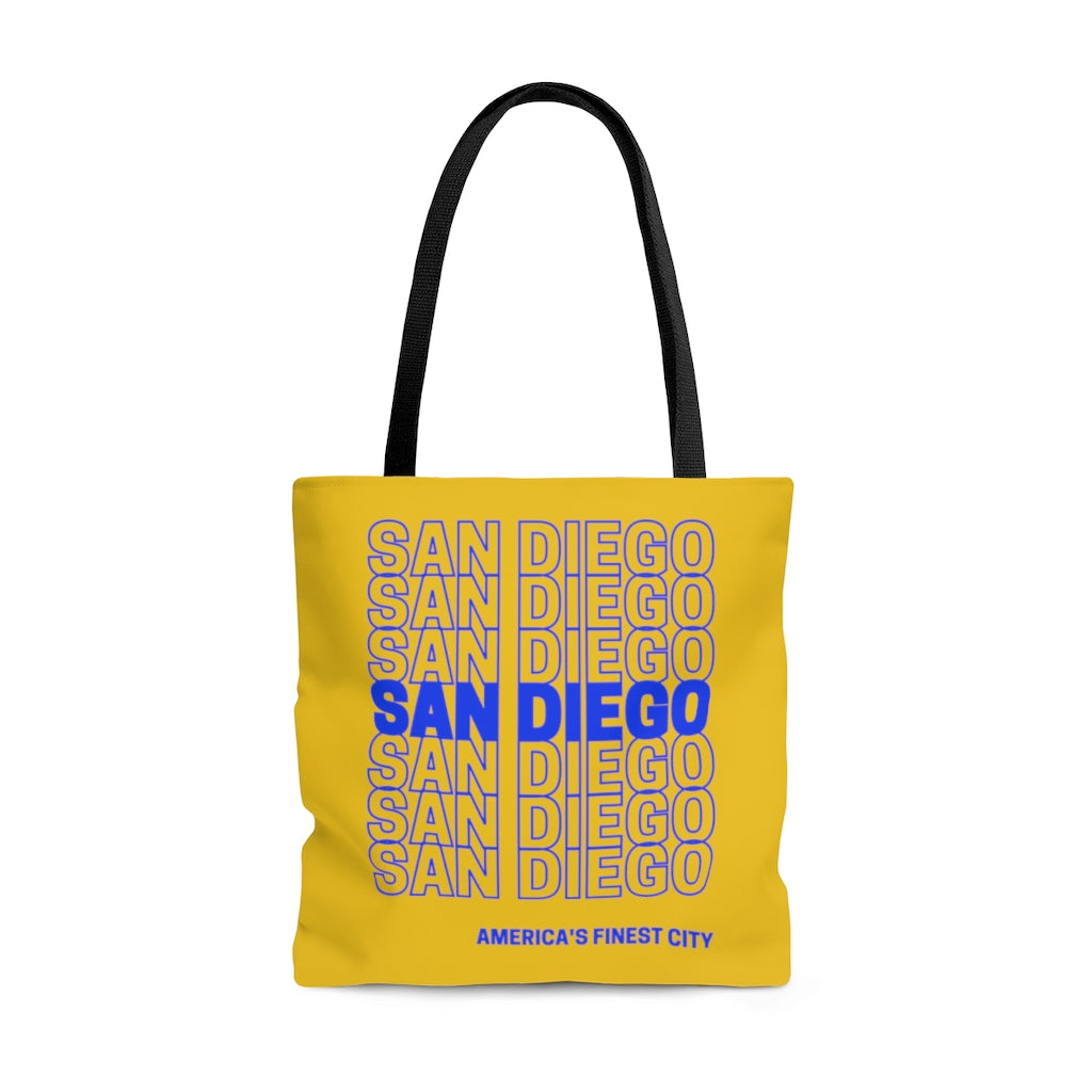 San Diego Blue & Yellow Tote Bag, America's Finest City Beach Bag