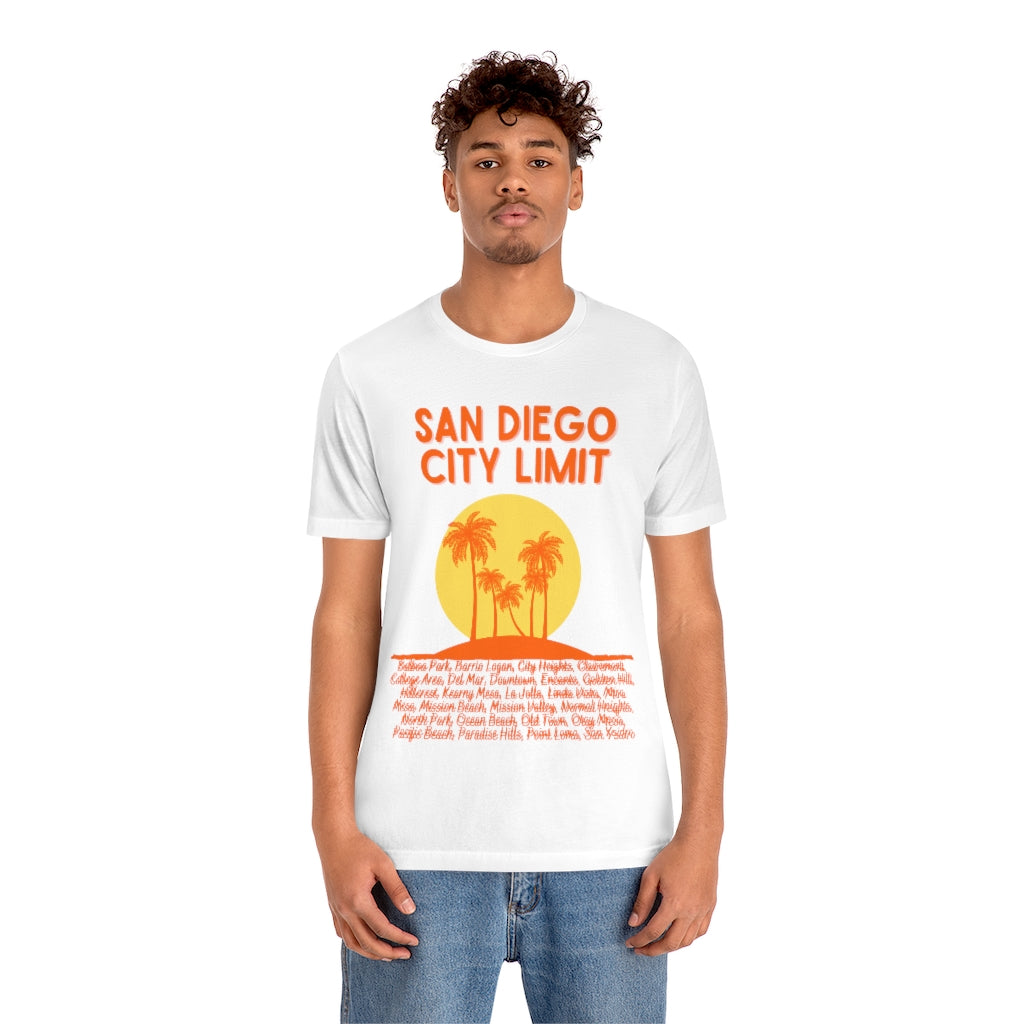 San Diego City Limit T-shirt | SD Tee Areas on Back (Orange)
