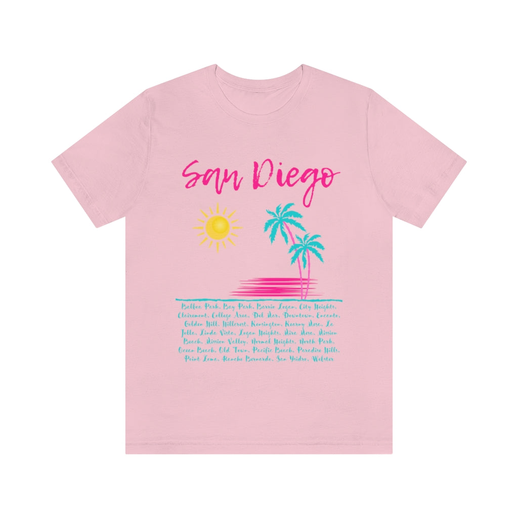 San Diego Neighborhoods Tee | SD Areas T-shirt (Pink)