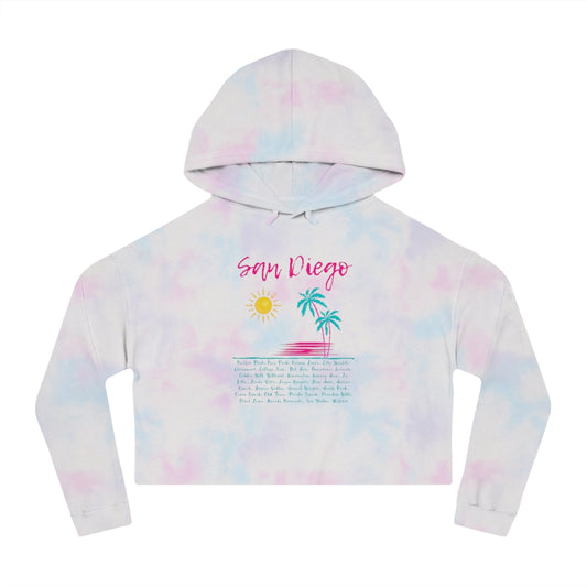 San Diego Beach Neighborhoods Cropped Hoodie (Pink)