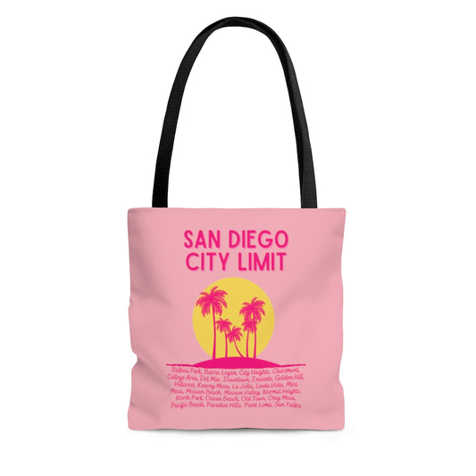 San Diego City Limit Pink Tote Bag | SD Areas