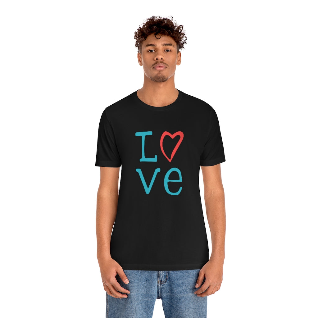 LOVE T-shirt (Red and Teal)