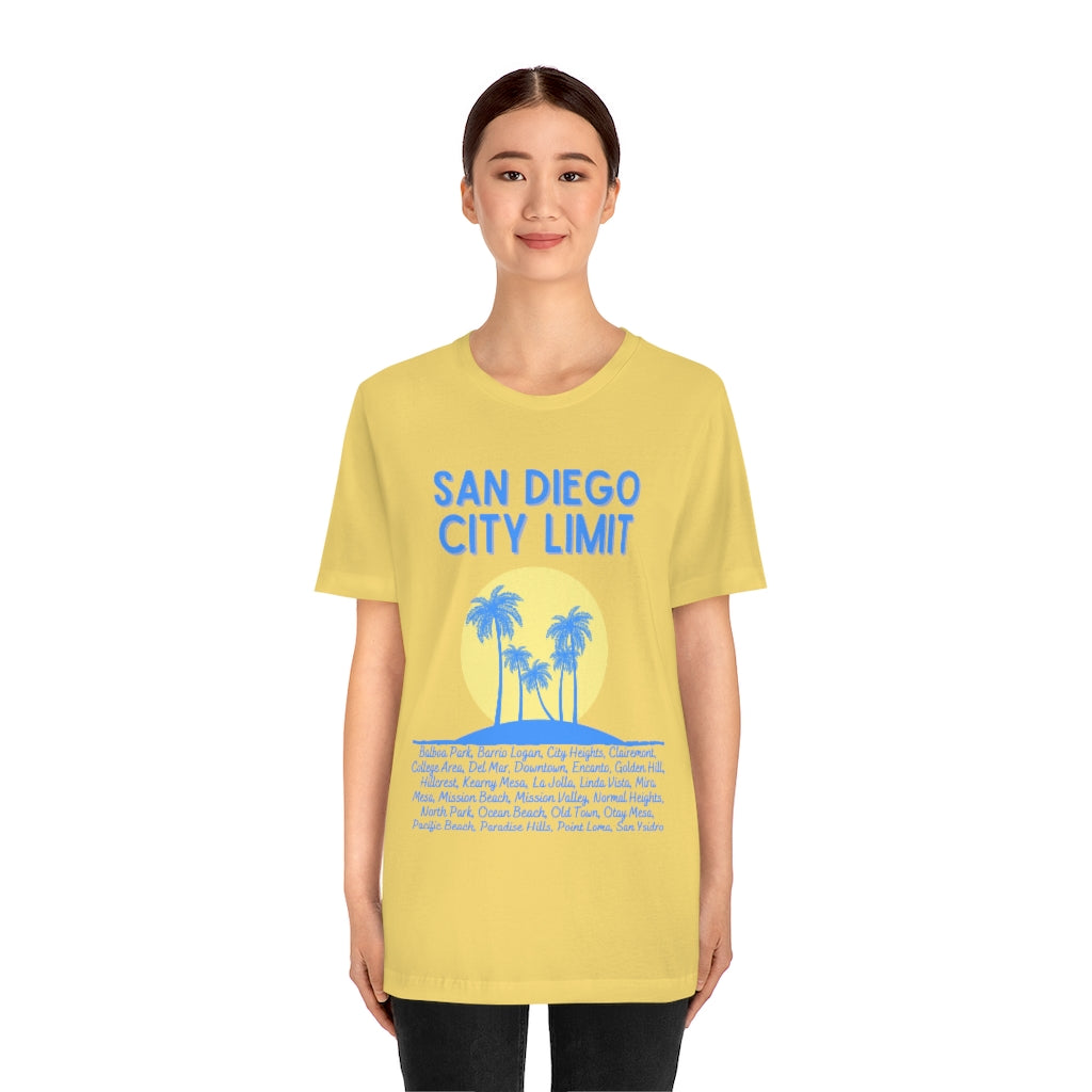 San Diego City Limit Tee | SD Areas on back (Baby Blue)