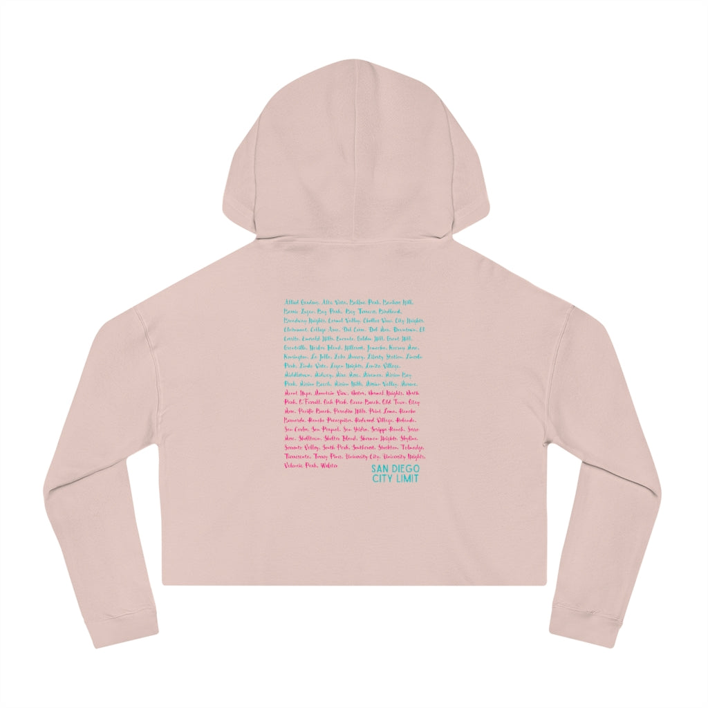 San Diego Beach Neighborhoods Cropped Hoodie (Pink)