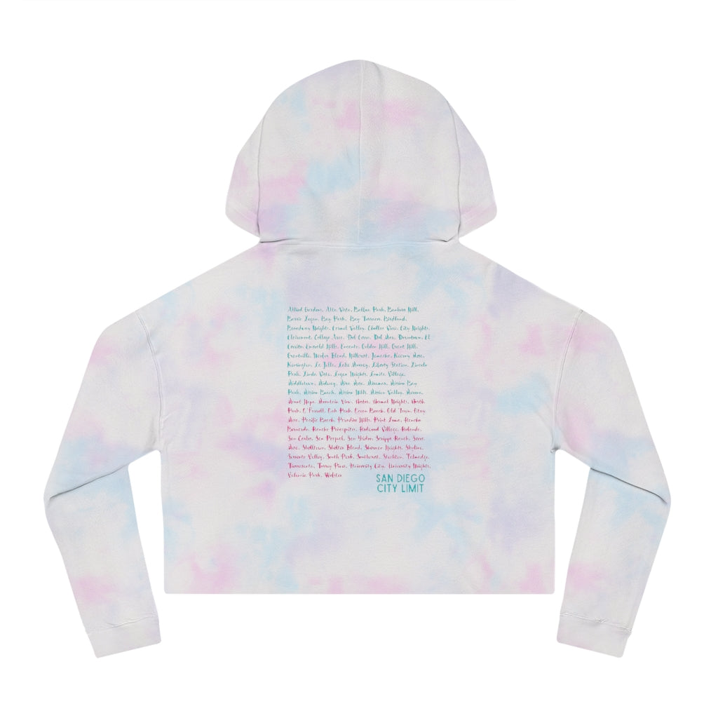 San Diego Beach Neighborhoods Cropped Hoodie (Pink)