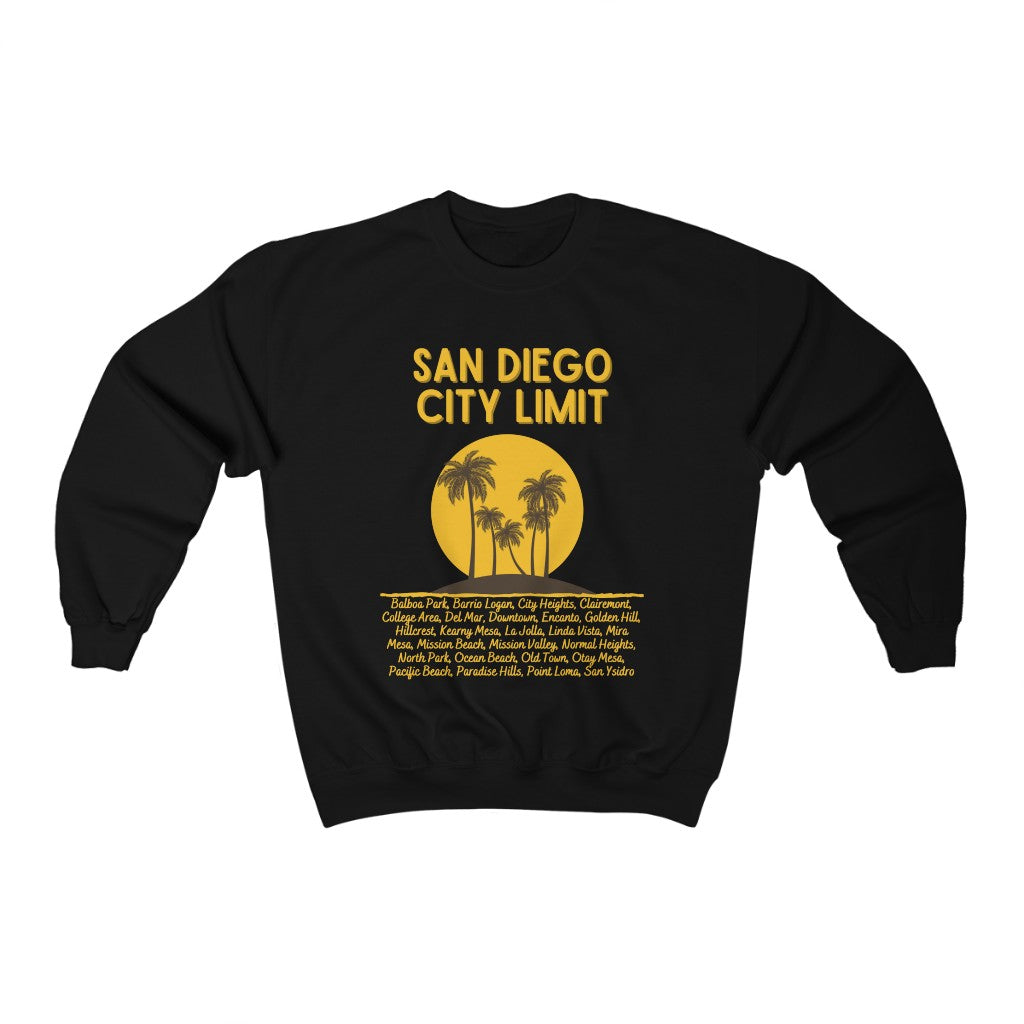 San Diego City Limit Sweatshirt | SD Areas on back (Brown)